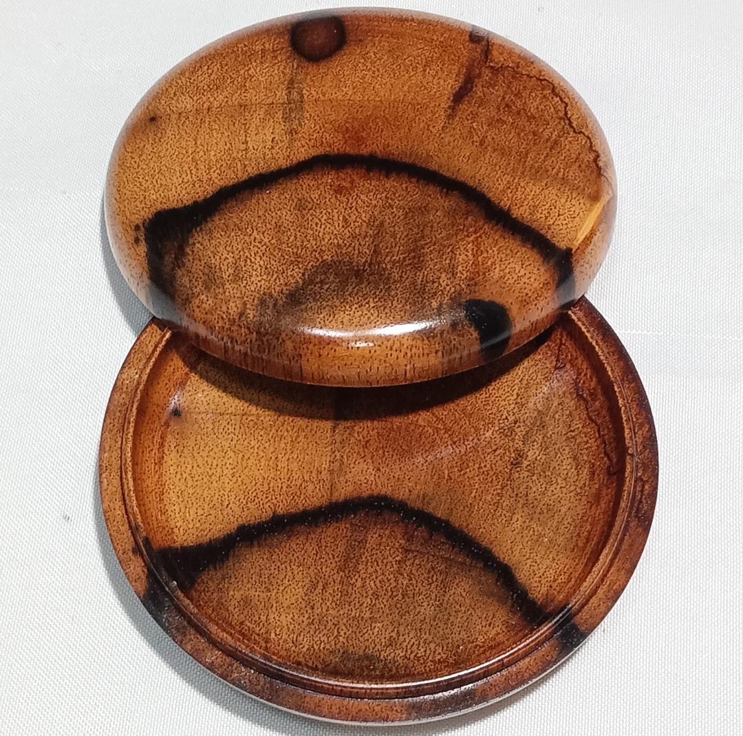 茶道具 木地師小谷宗隆作 摺漆塗黒柿丸香合 超美品！！