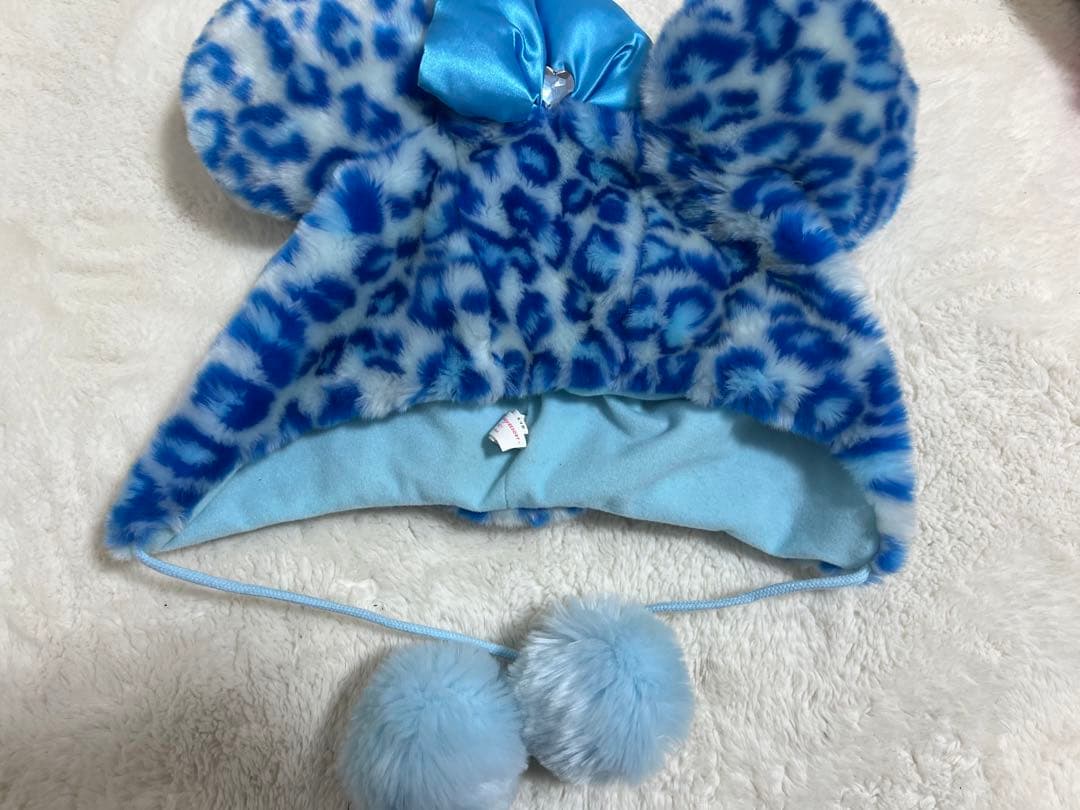 東京ディズニーリゾート ヒョウ柄帽子青ブルー