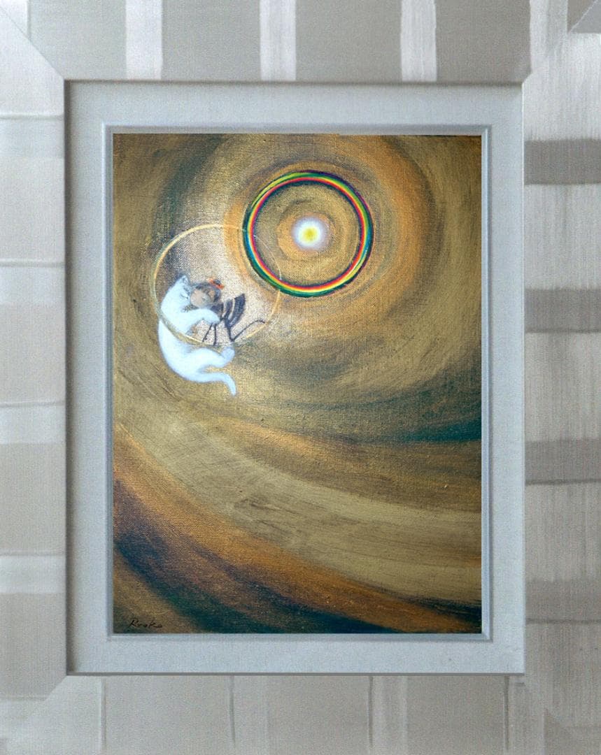 油絵 菅家令子 絵 絵画 インテリア F4-030119 祈り 子猫子犬と女の子