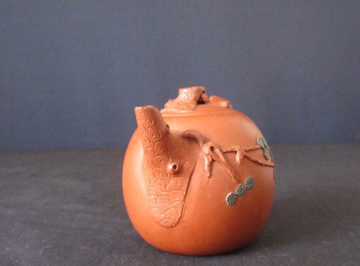 唐物 中国宜興 浮彫梅木型朱泥急須古玩 煎茶壷 湯沸 水滴 煎茶道具 中国美術