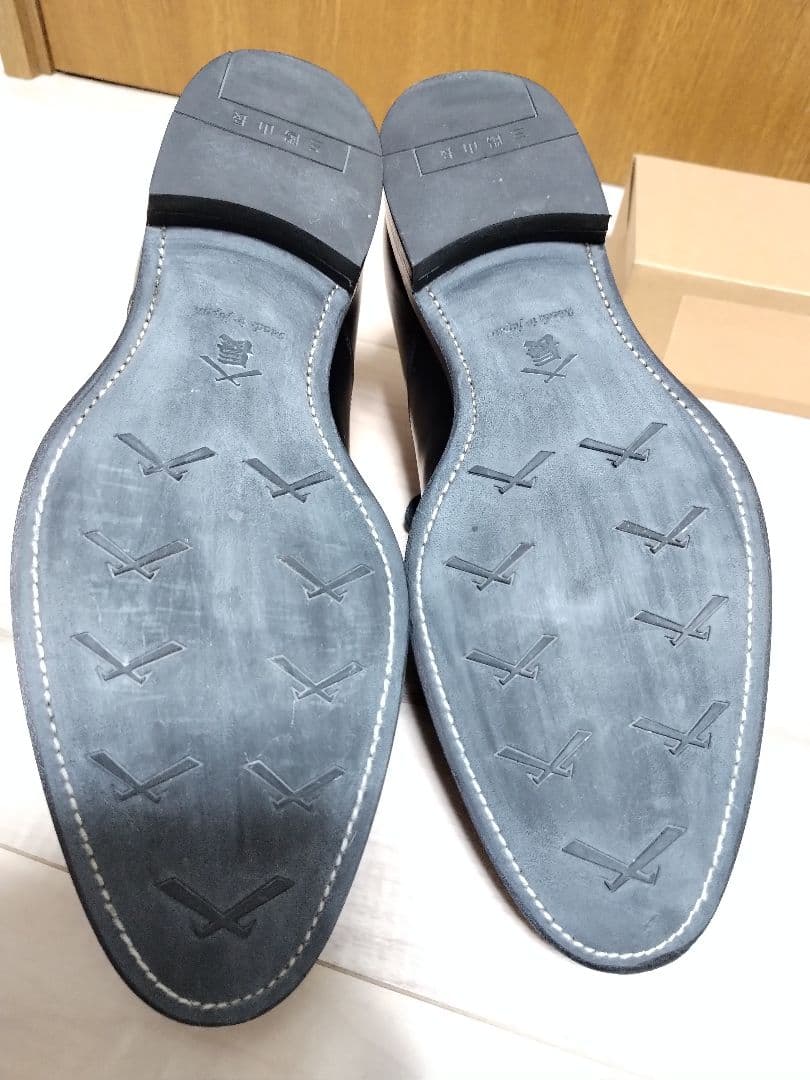 三陽山長 友二郎 ラバーソール 9 1/2 ブラック【美中古】ストレートチップ