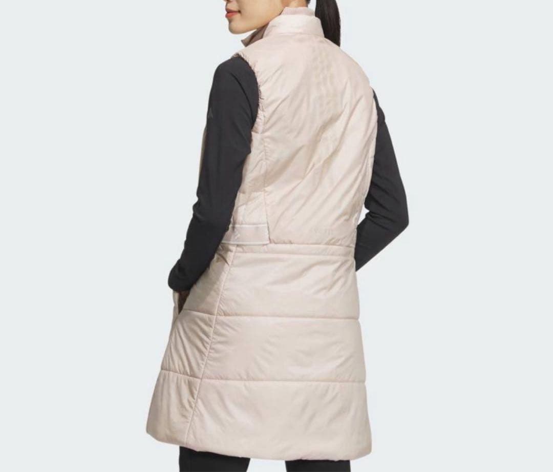 ベスト　ワンピース　ウエスト絞れます　秋冬　中綿　ジャケット　ベージュ　サイズL