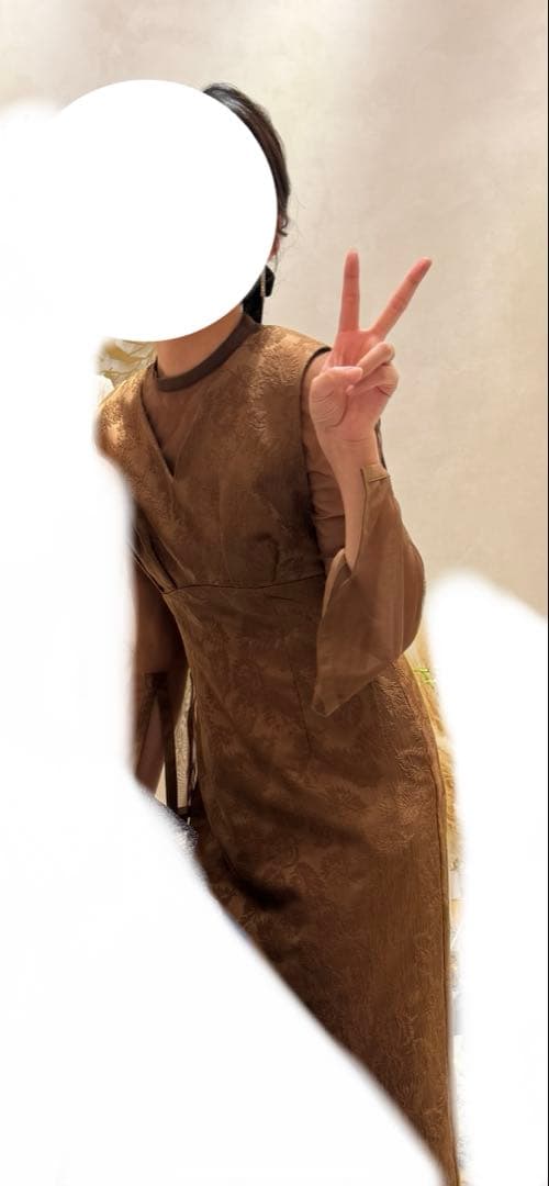 チュールブラウス付きジャカードIラインドレス　AIMER