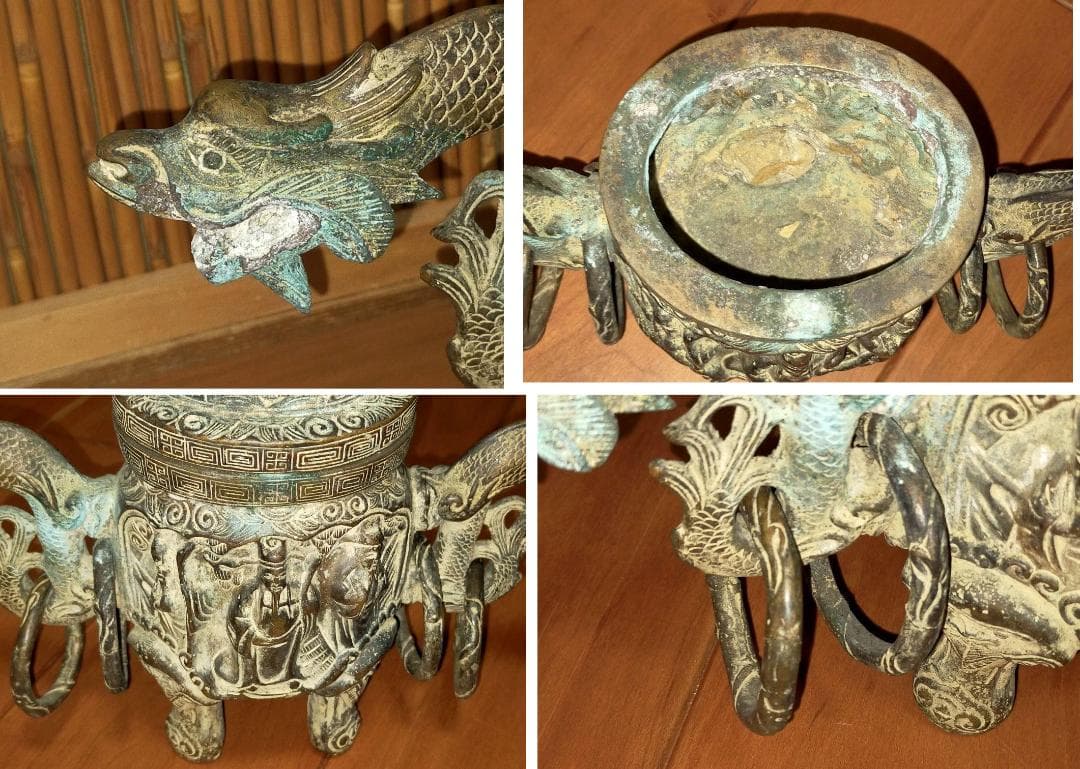 ♥とても古い 銅製 大香炉 在銘 骨董品