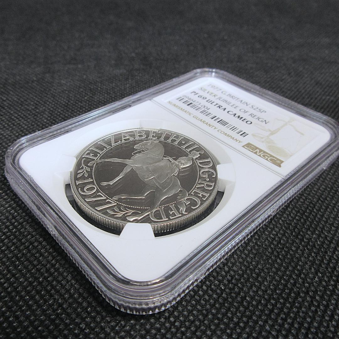 1977 イギリス 25ペンス銀貨 シルバージュビリー NGC コイン