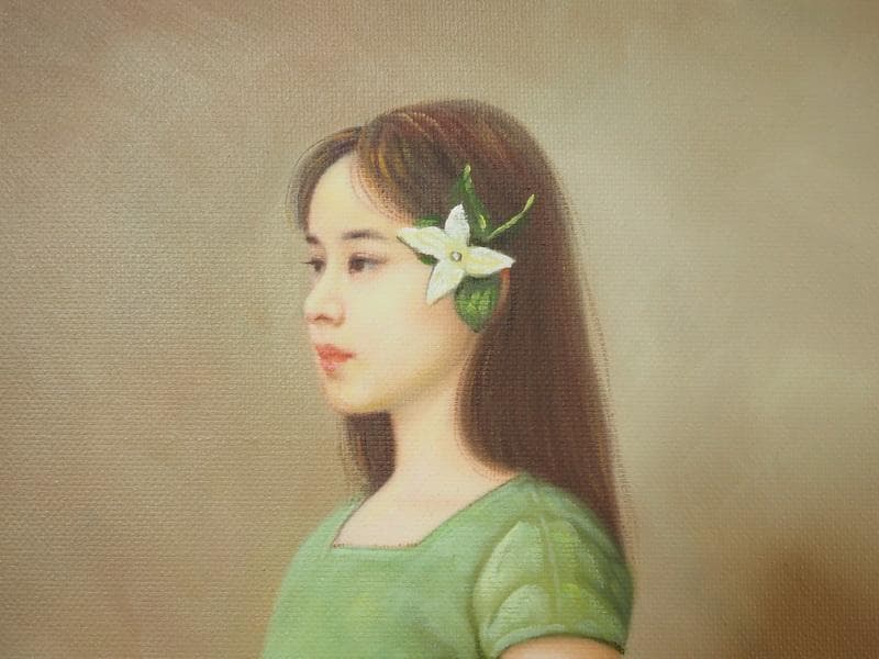 【値下げ】人物画　藤井勉　油絵　F6号　額付き　手描き　肉筆