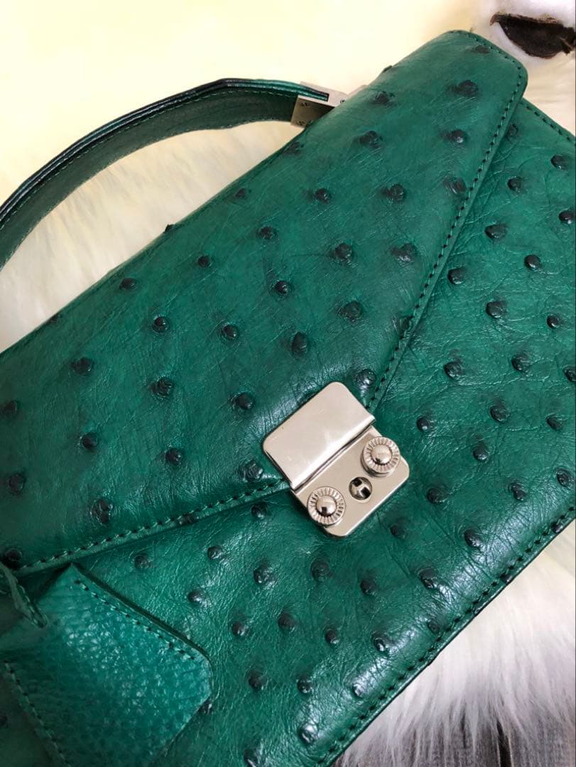 日本製 JRA認定 オーストリッチ公文バッグ 緑