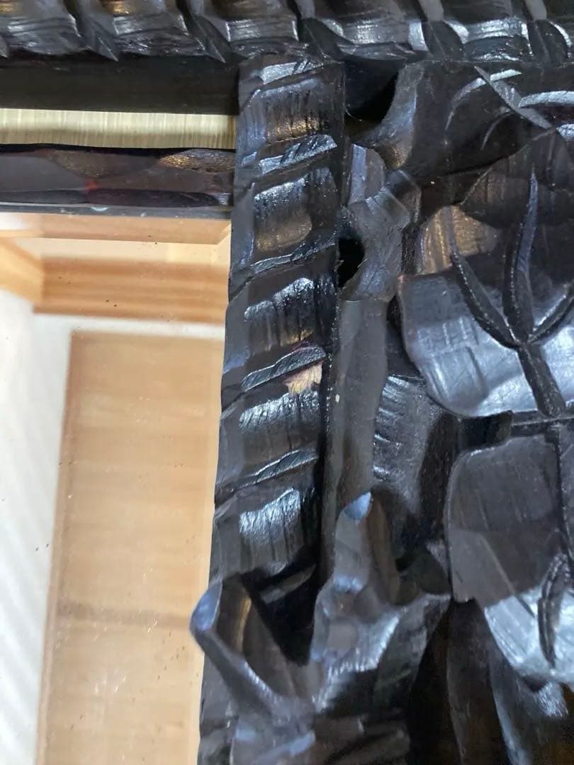 値下げ中】西洋アンティーク 木製ミラー 鹿と葡萄の装飾