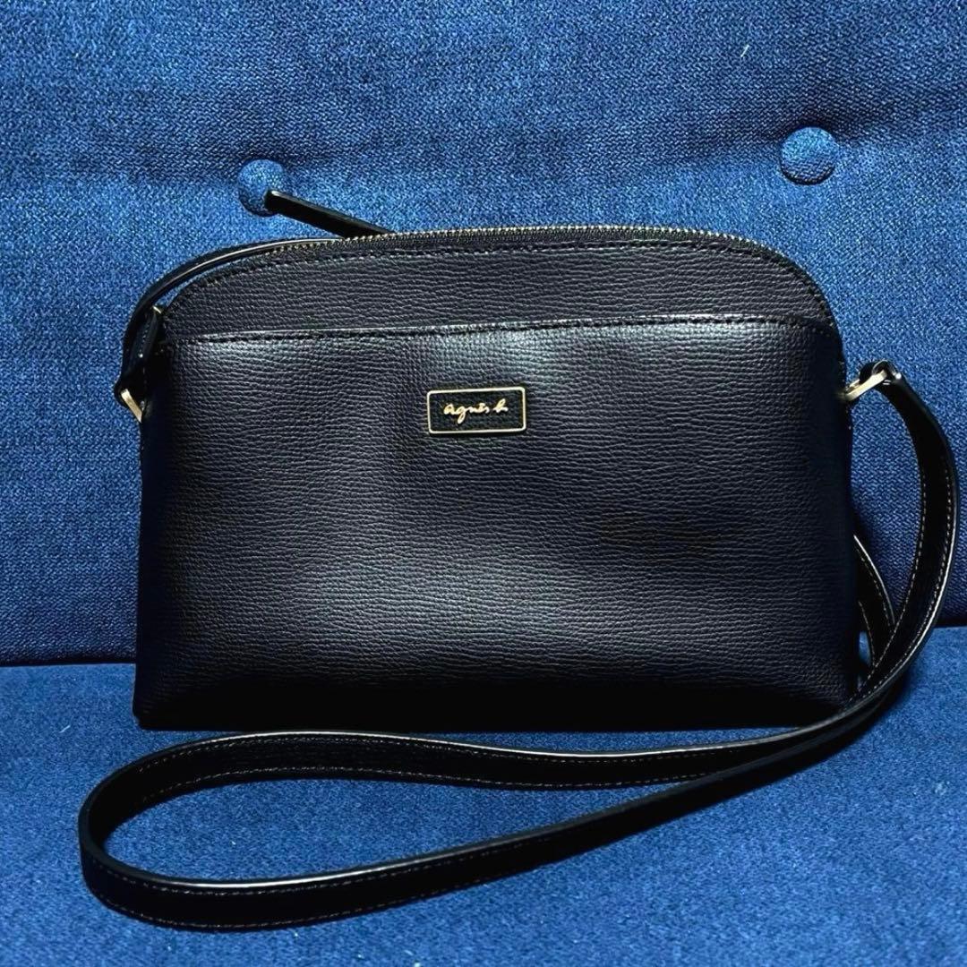 極美品 agnes b アニエスベー QAS02Z－03 ショルダー バッグ 黒