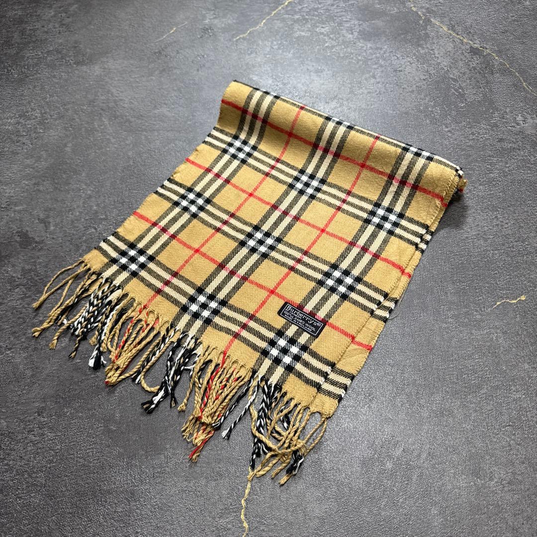 Burberrysバーバリーノバチェックマフラーラムウールイングランド製