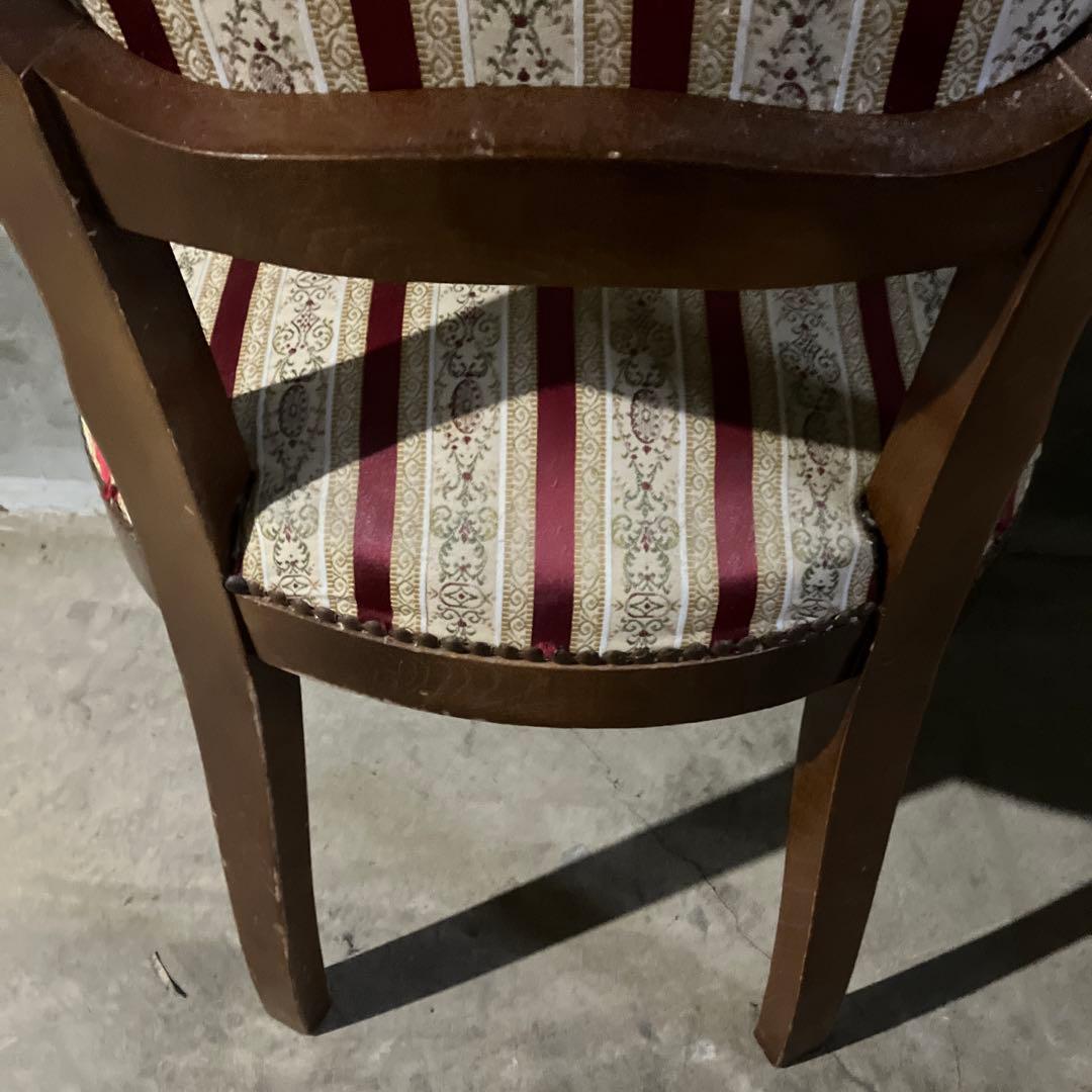 アンティーク 西洋 ダイニングチェア ストライプ レッド ヴィンテージ