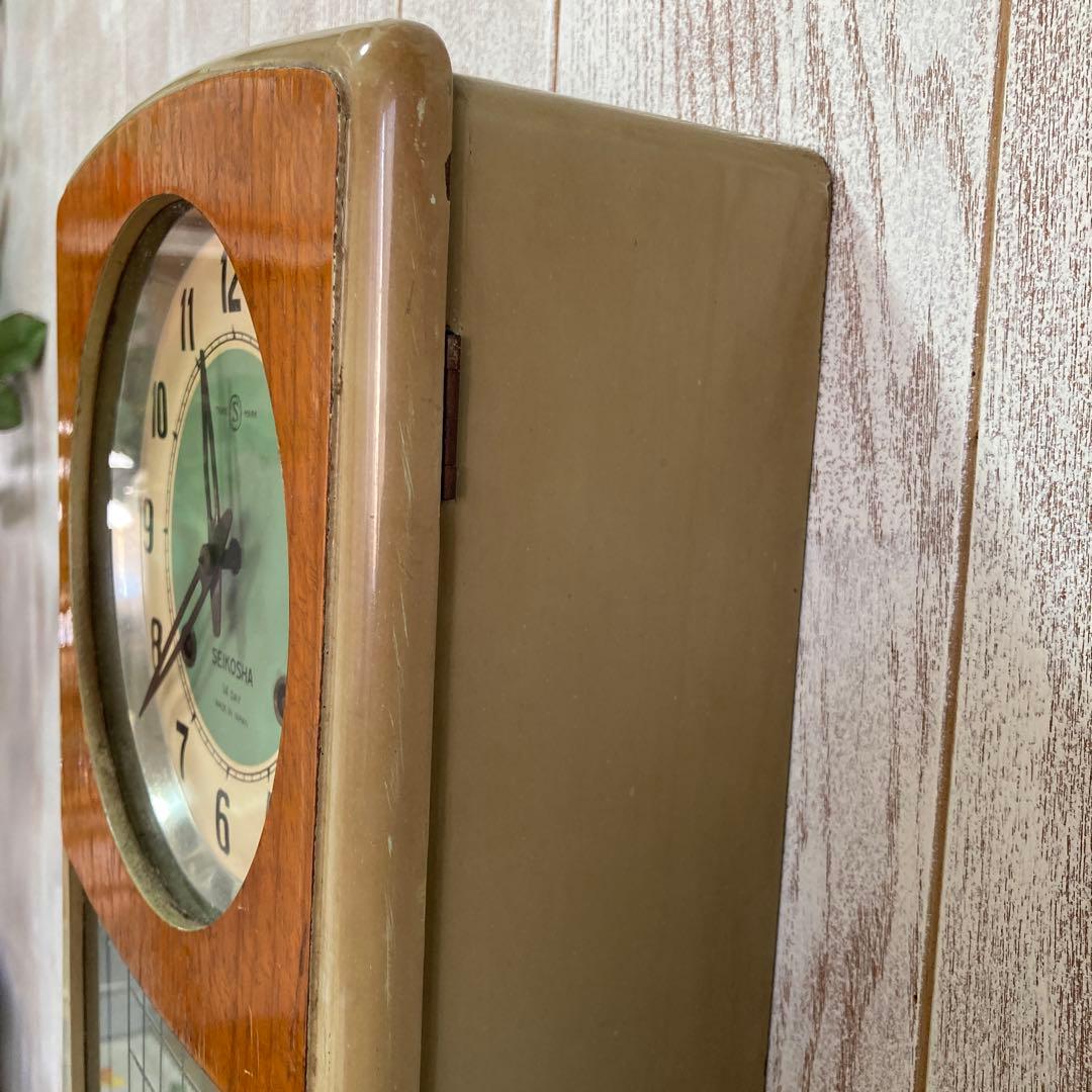 セイコー社 木製掛け時計 ガラスカバー付き　ビンテージ中古品　昭和30年代製