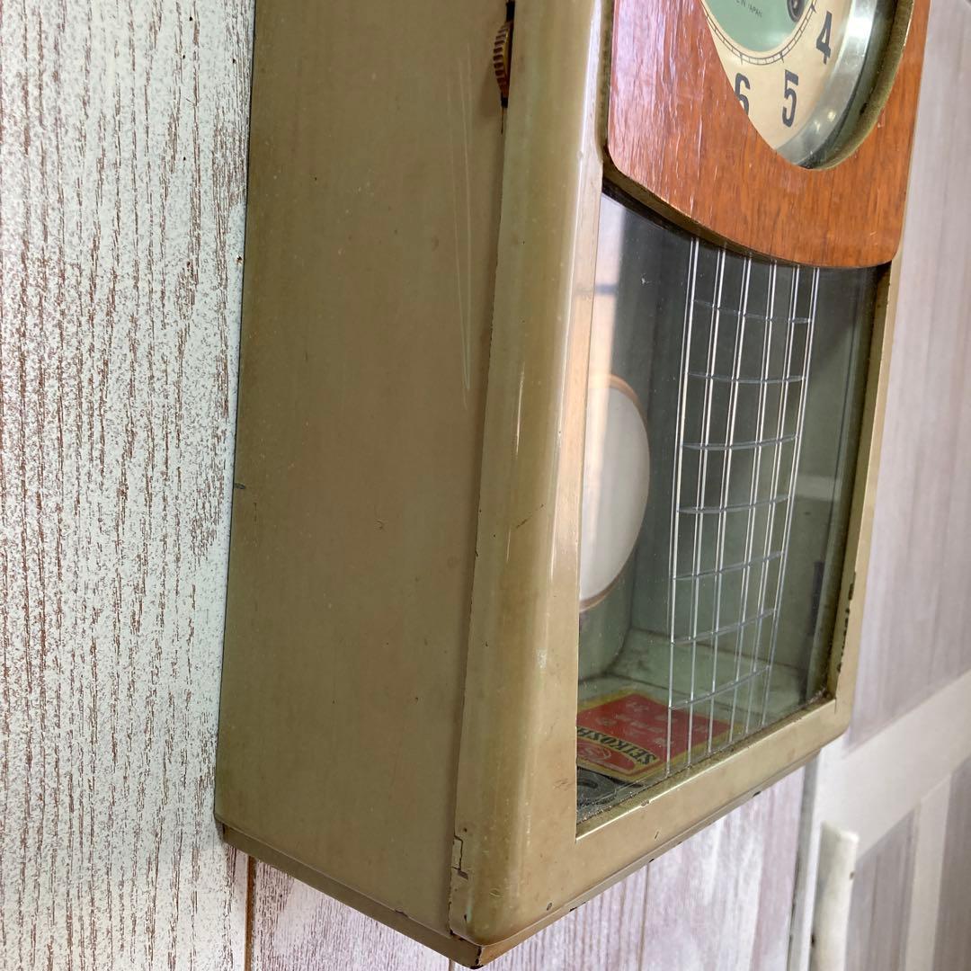 セイコー社 木製掛け時計 ガラスカバー付き　ビンテージ中古品　昭和30年代製