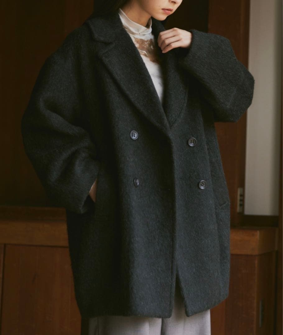 Happy John ウールブレンドシャギーコクーンPコート