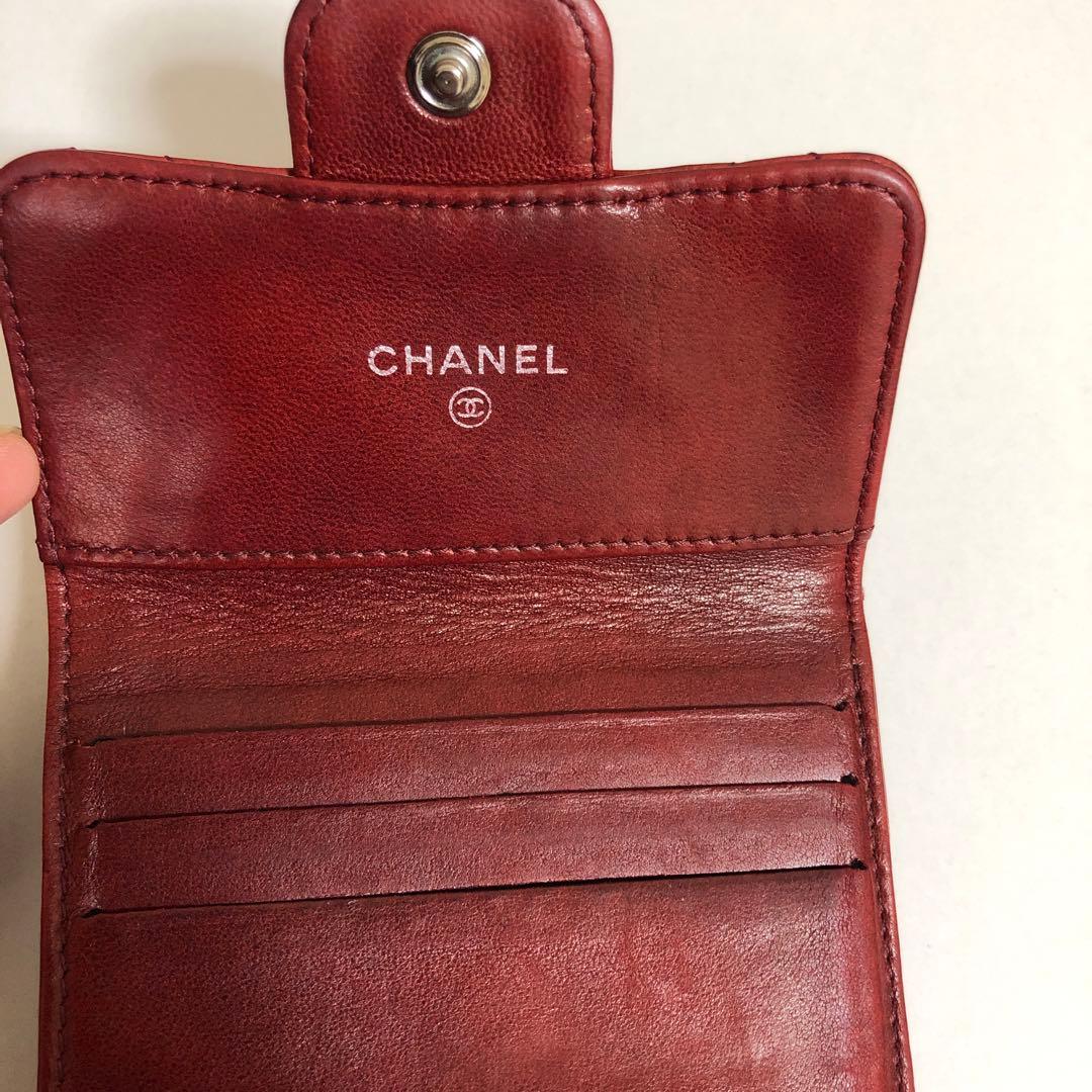 CHANEL キルティング レッド 三つ折り財布
