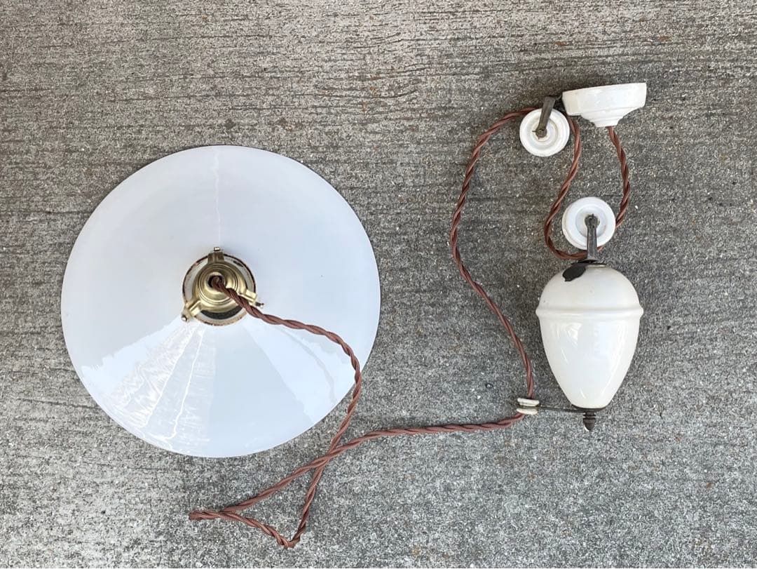 merci】 2a. フランス 吊り下げ 滑車 ランプ 古道具 店舗什器