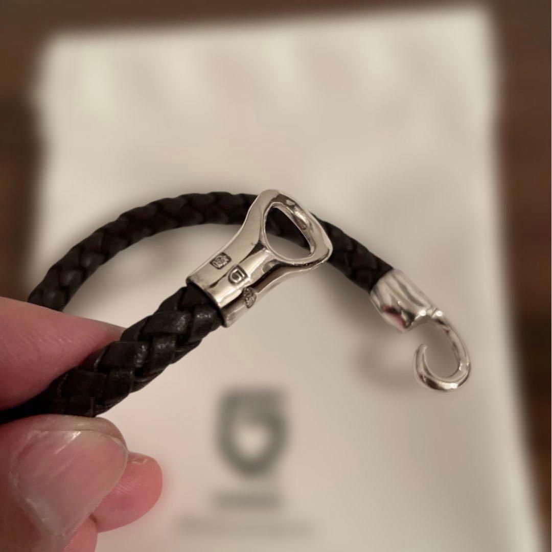 GARNI ダークブラウンレザーブレスレット　ガルニ　シルバー 編み込みタイプ