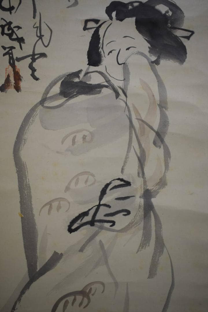 不詳/作者不詳/美人画賛/布袋屋掛軸HJ-782