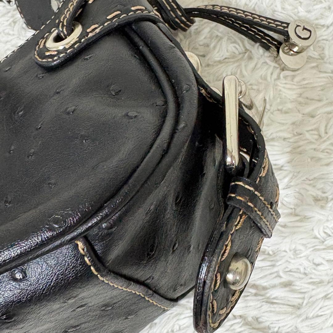 GUESS ゲス　Y2K ショルダーバッグ スタッズ　オーストリッチ型押し