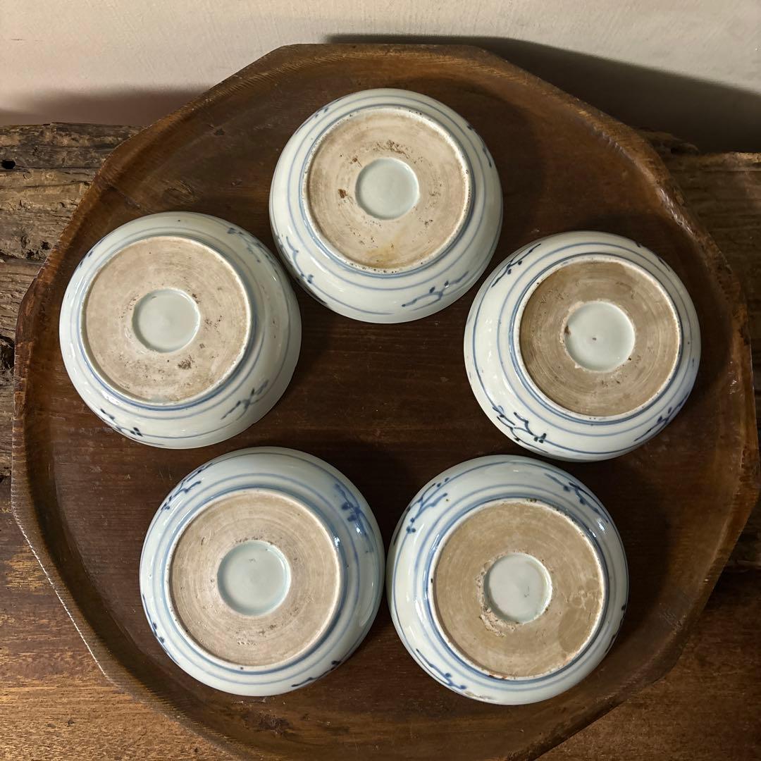 古伊万里膾皿　5点(窯傷有り)なます皿　古道具　アンティーク　検:白洲正子　李朝