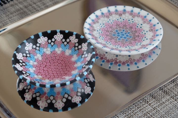 ベネチアンガラス ミルフィオリ プレート ムリーネ 作家 潮工房 江波冨士子