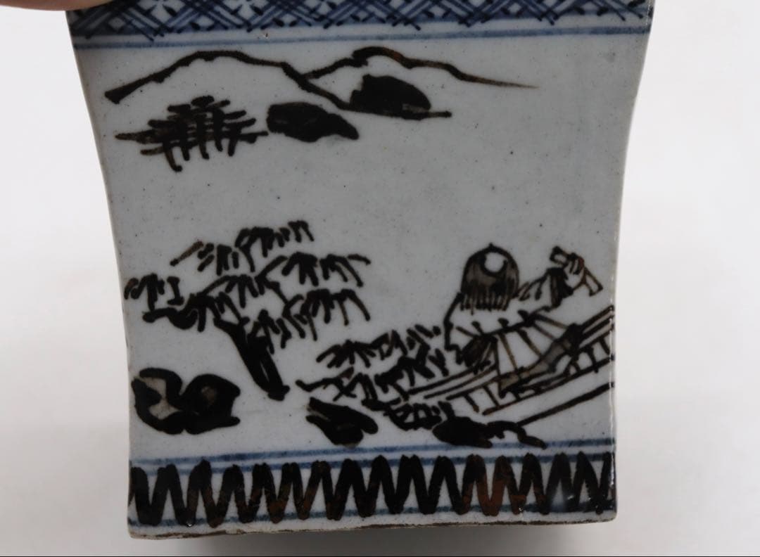 京都の名工　雍州乾山　角鉢　茶道具　共箱　送料込み250529