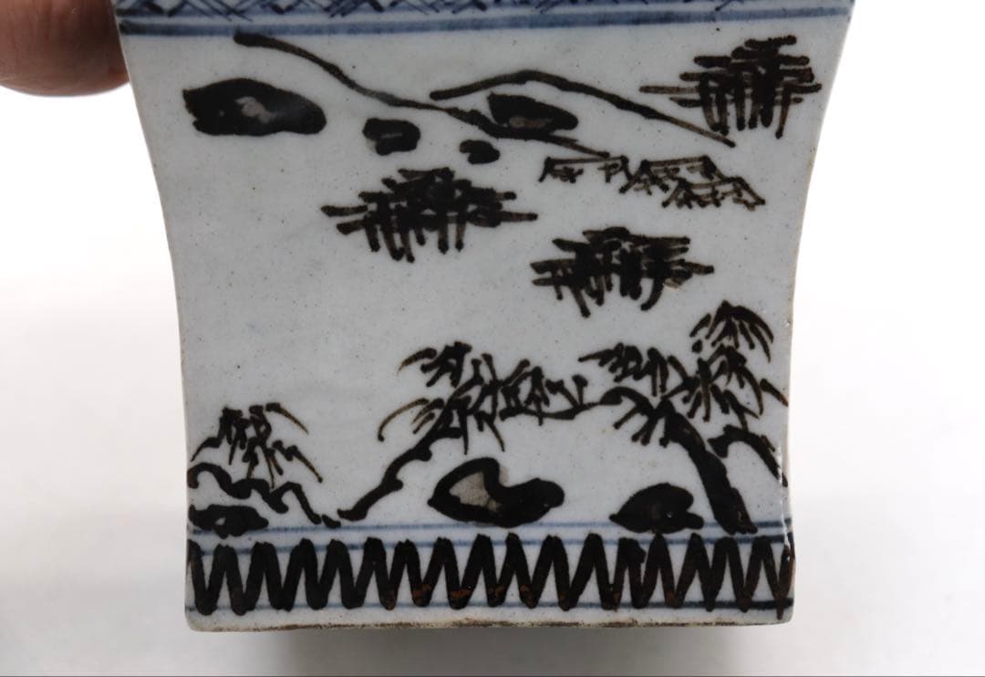 京都の名工　雍州乾山　角鉢　茶道具　共箱　送料込み250529