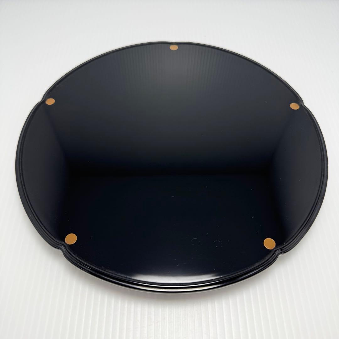 新品未使用 輪島塗 菓子器 盛器 円型 漆 漆器 小物置き 飾り 共箱 黒 金