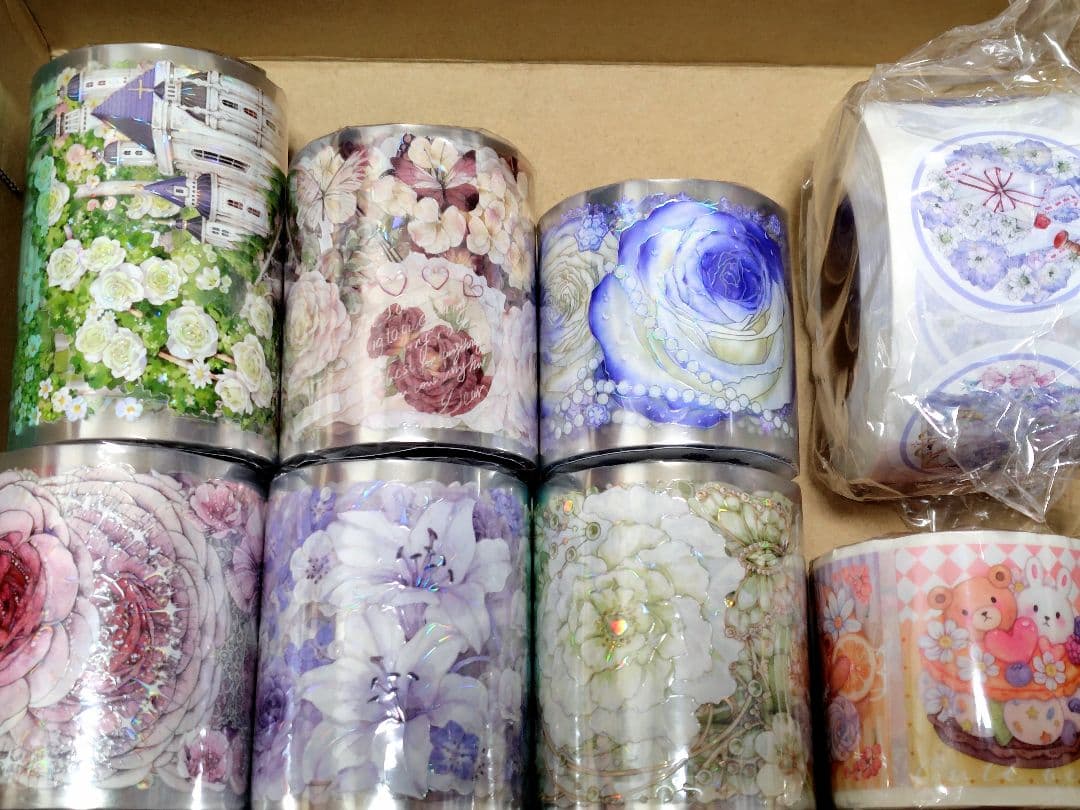 巻売 ステッカー セット★ 海外 マスキングテープ マステ PET 装飾 花 ③ 楽天市場】マスキングテープ 透明 花 コラージュシール 海外マステ