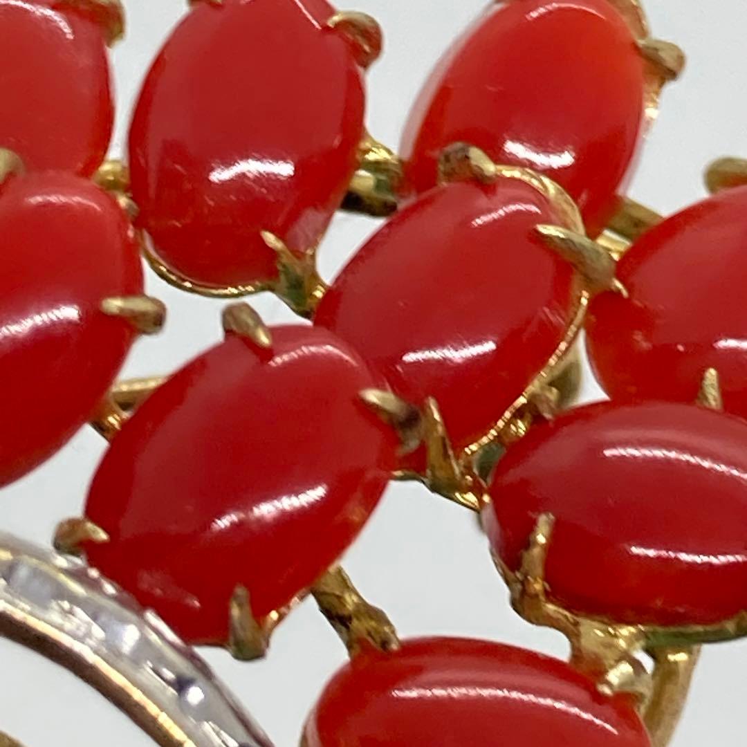 031509 血赤珊瑚 さんご サンゴ ビンテージ ブローチ 帯留め