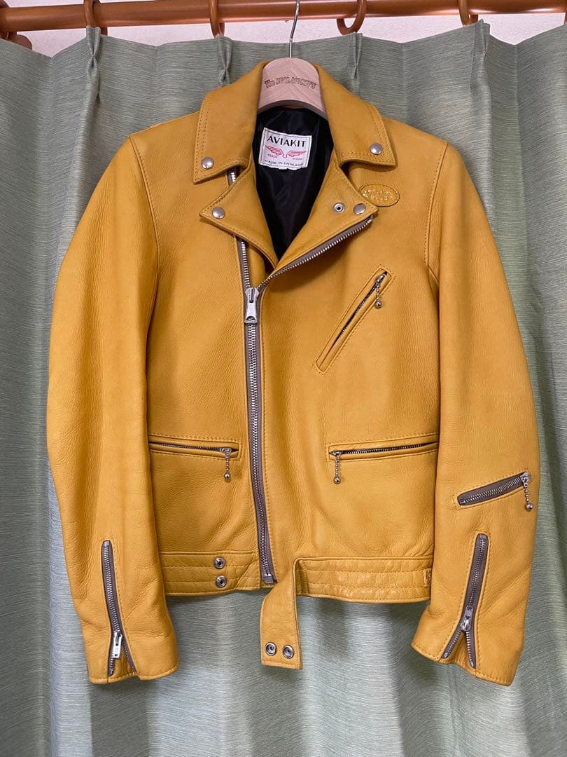 addict clothesライダースAD-03イエロー 34 ルイスレザー