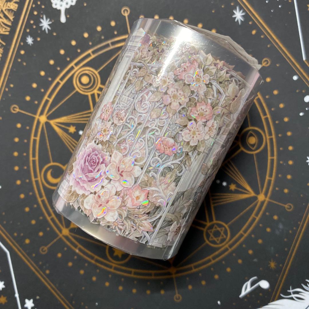 I】海外 10m巻 貝殻光マスキングテープ 人物系/お花系/装飾系