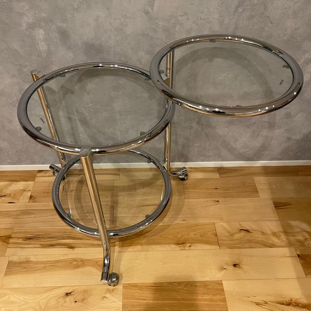 ミッドセンチュリー テーブル ガラス 3段 サイドテーブル モダン 机