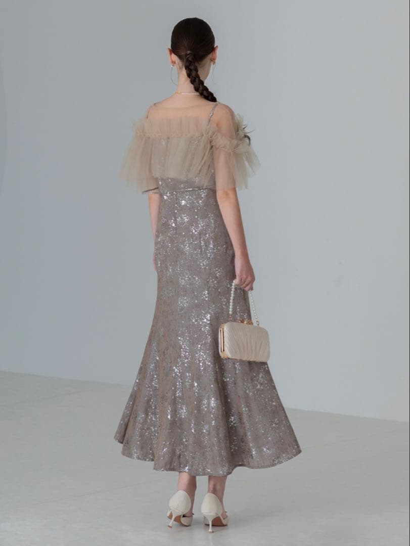 チュールフリルボレロペイントマーメイドワンピースドレス結婚式パーティー成人式