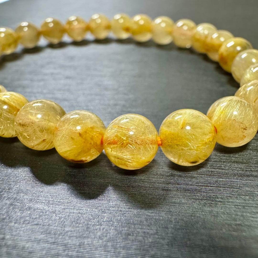 【ゴールドルチルクォーツ】金運上昇・集中力アップブレスレット 7mm 天然石