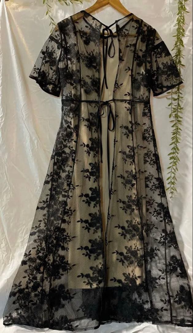 LEJA 花柄後ろリボン半袖キャミワンピースセットアップドレス M