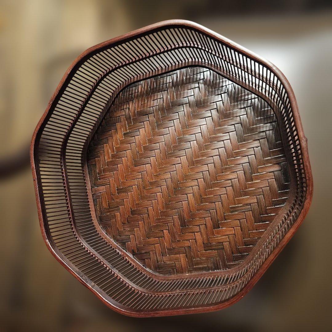 【未使用】駿河　竹細工　八角　茶托