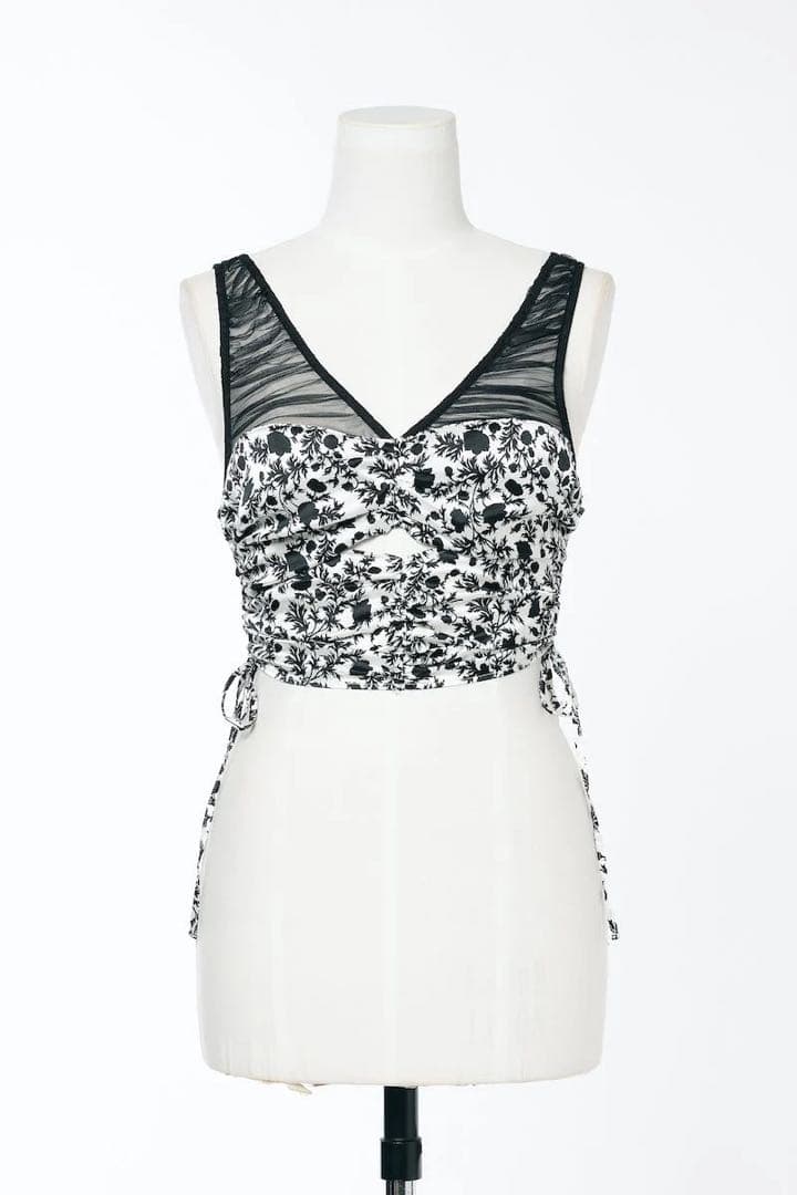 トップス FETICO FLOWER PRINT GATHERED TOP