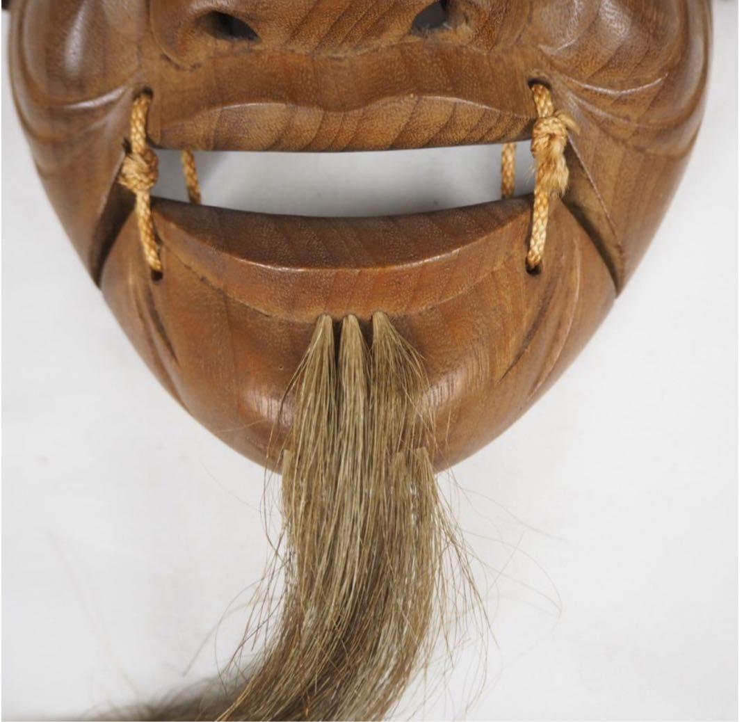 送料無料 象堂刀 木彫り能面 時代翁面 木箱付