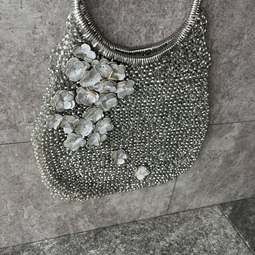 ANTEPRIMA ワイヤーバッグ ハンドバッグ シルバー　フラワービジュー