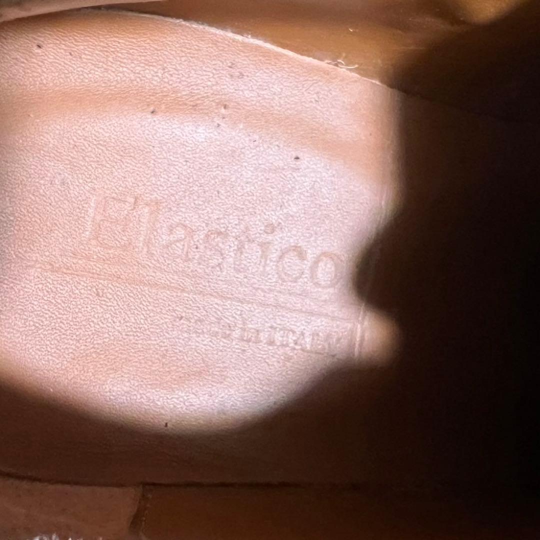 Elastico ブラウン レザー サイドレース ドレスシューズ 41