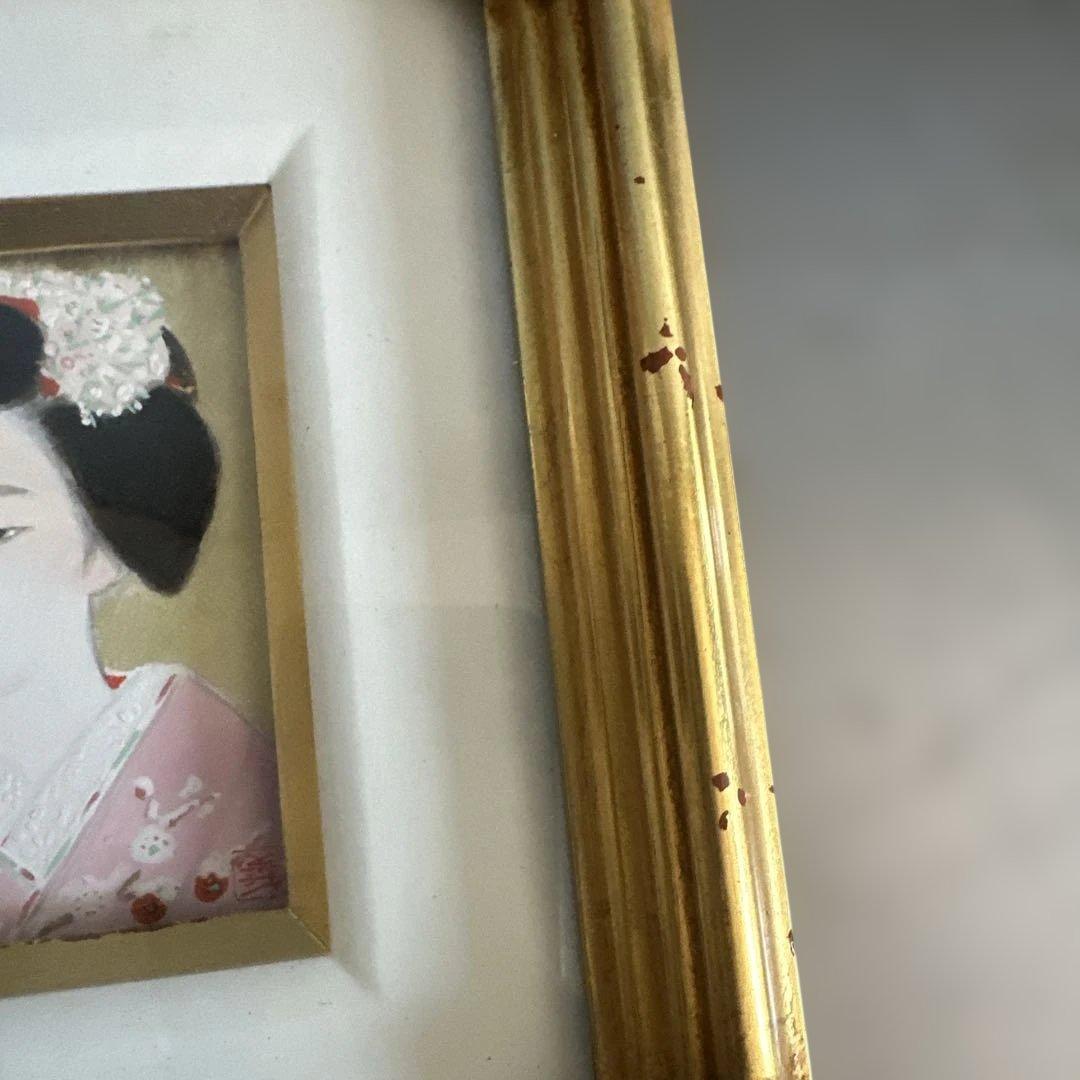 日本画 舞妓女性 金色フレーム