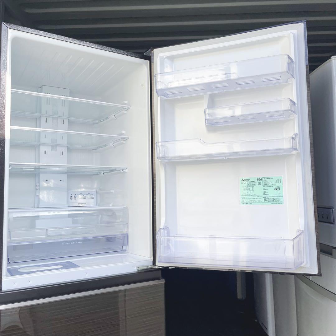 64取付無料！三菱木目調おしゃれインテリア401L大容量3ドア冷蔵庫！洗濯機