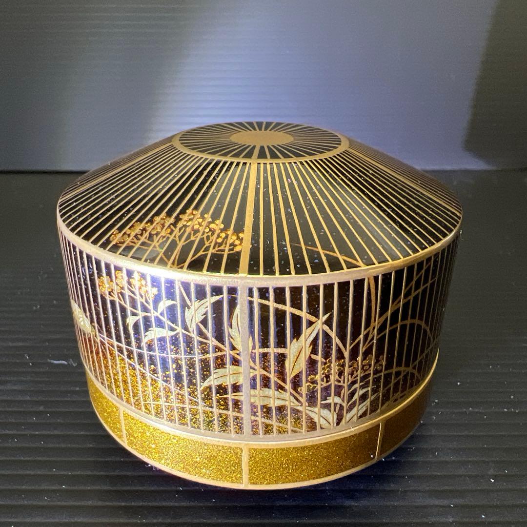 輪島塗名工　代田和哉　虫籠形香合　鈴虫蒔絵　共箱　東Y7-0725⭐︎2Fトトヒサ