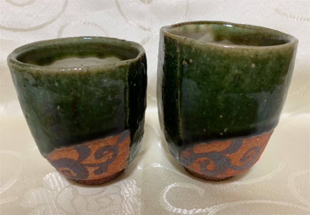 益子 松崎健 作 織部夫婦湯呑