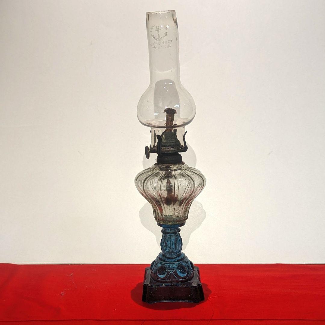 オイルランプ 置台ケース付き 骨董品 アンティーク レトロ