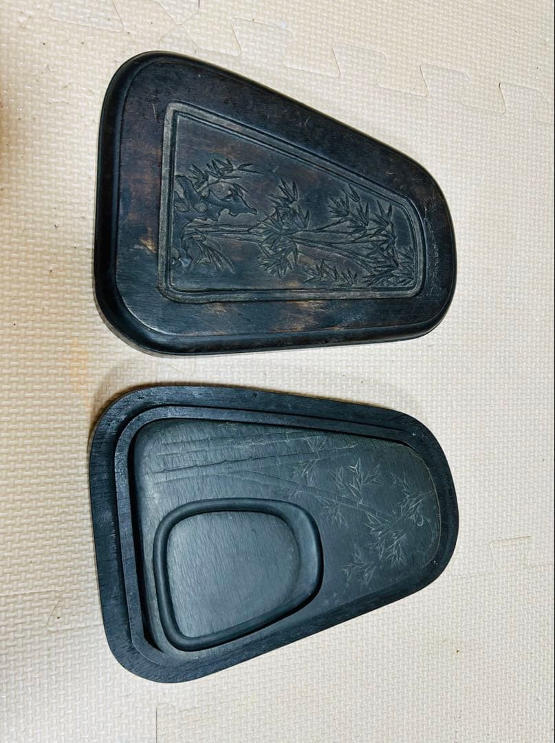 清時代　書道家 旧咸品 老坑•旧水坑/歙州 硯/長眉子紋硯/ [極上品]