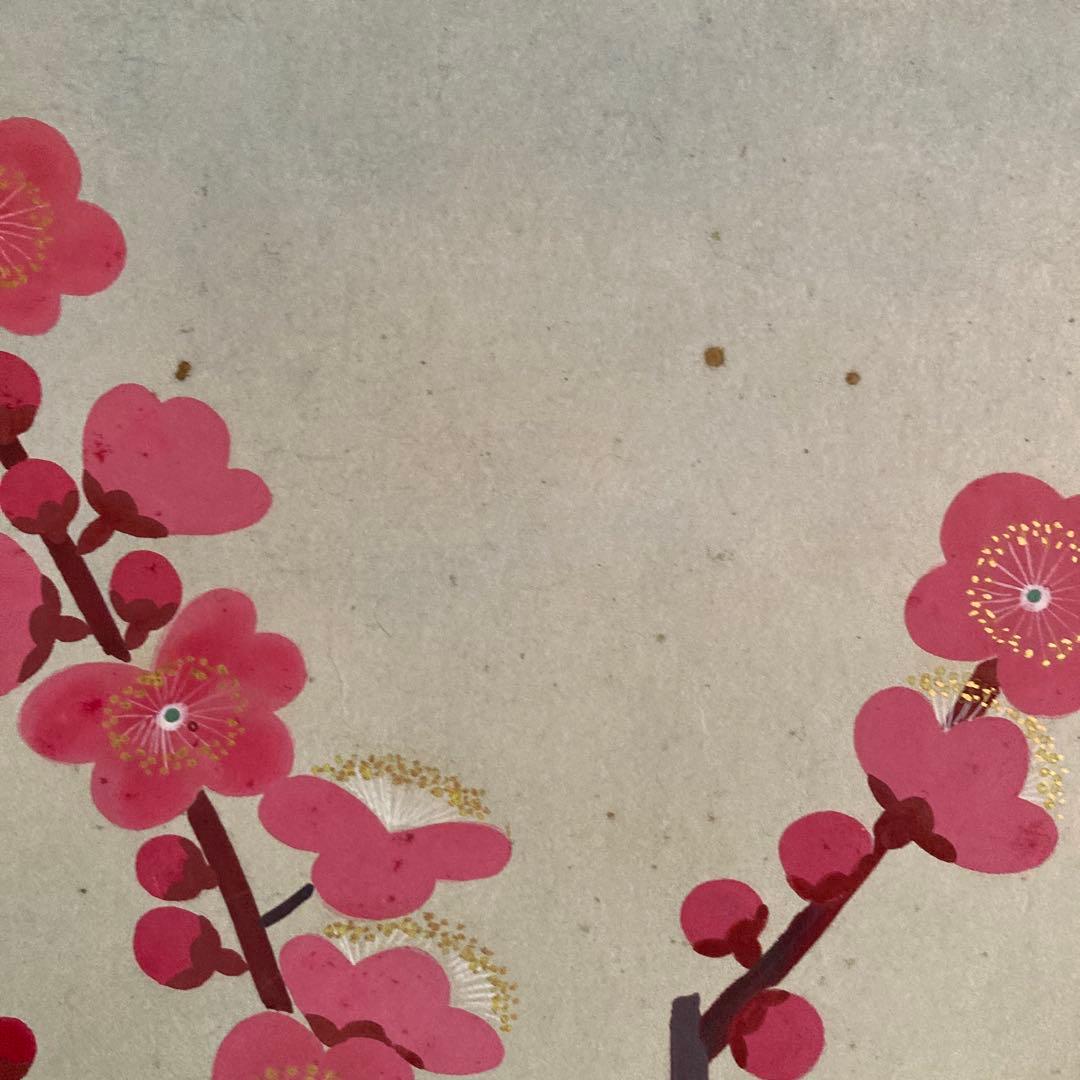 金島桂華「梅」38.4×45cm 2重箱　箱書き　紙本採色　豪華軸装　芸術院会員