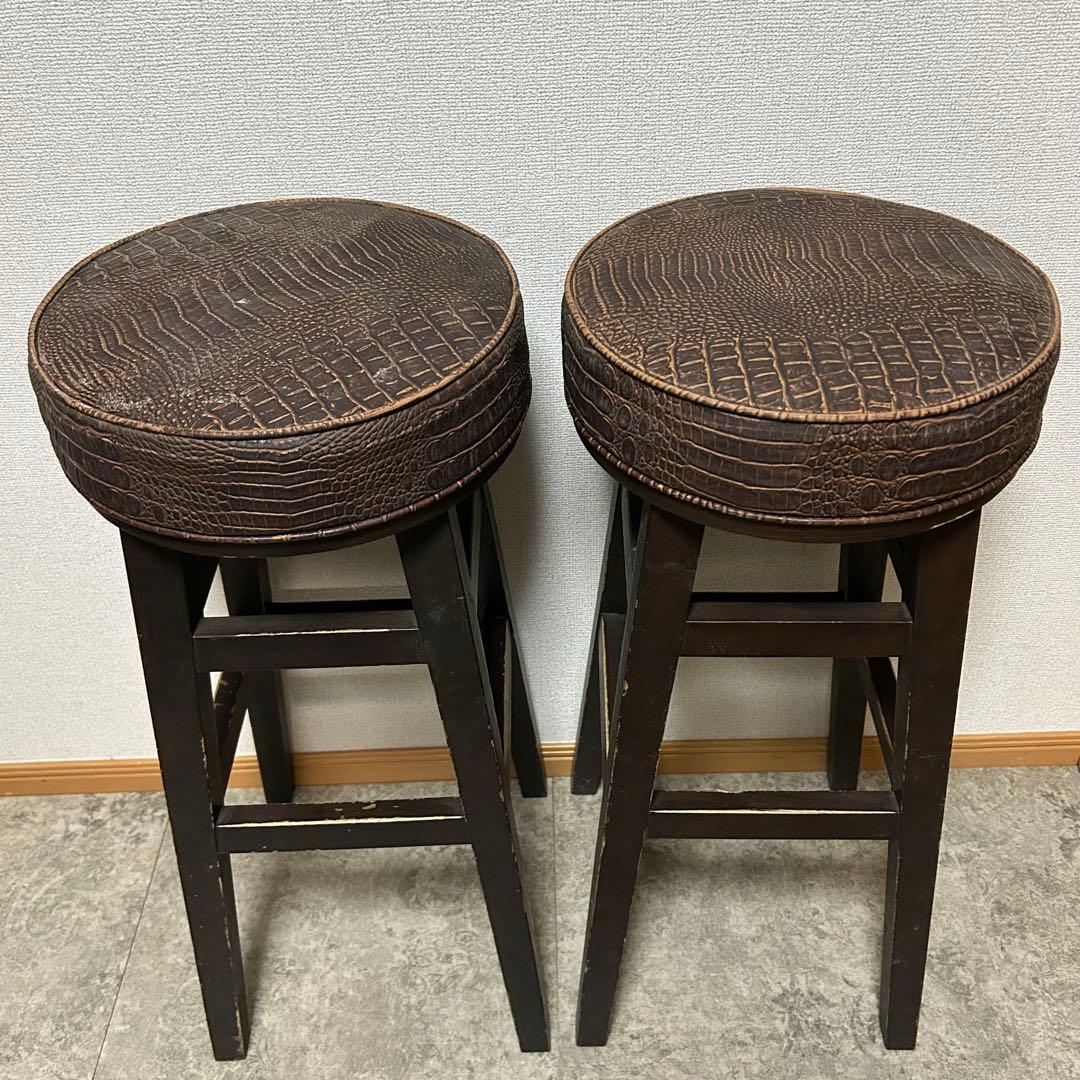 ꧁ヴィンテージ家具꧂カウンタースツール2脚 ハイチェア バー いす イス 椅子