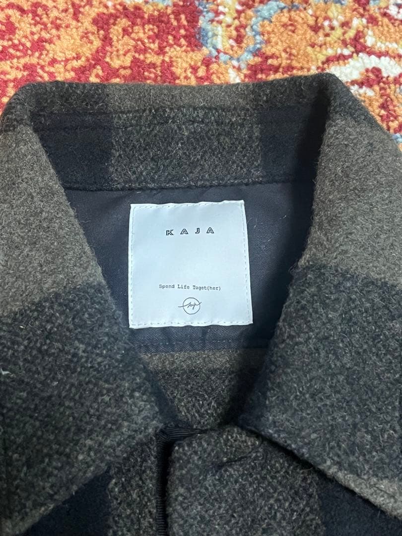 KAJA ウールバッファローチェックCPOジャケット　サイズ2 カーキ　OVY